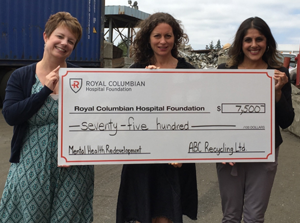 ABC Recycling presents cheque to Royal Columbian Hospital Foundation